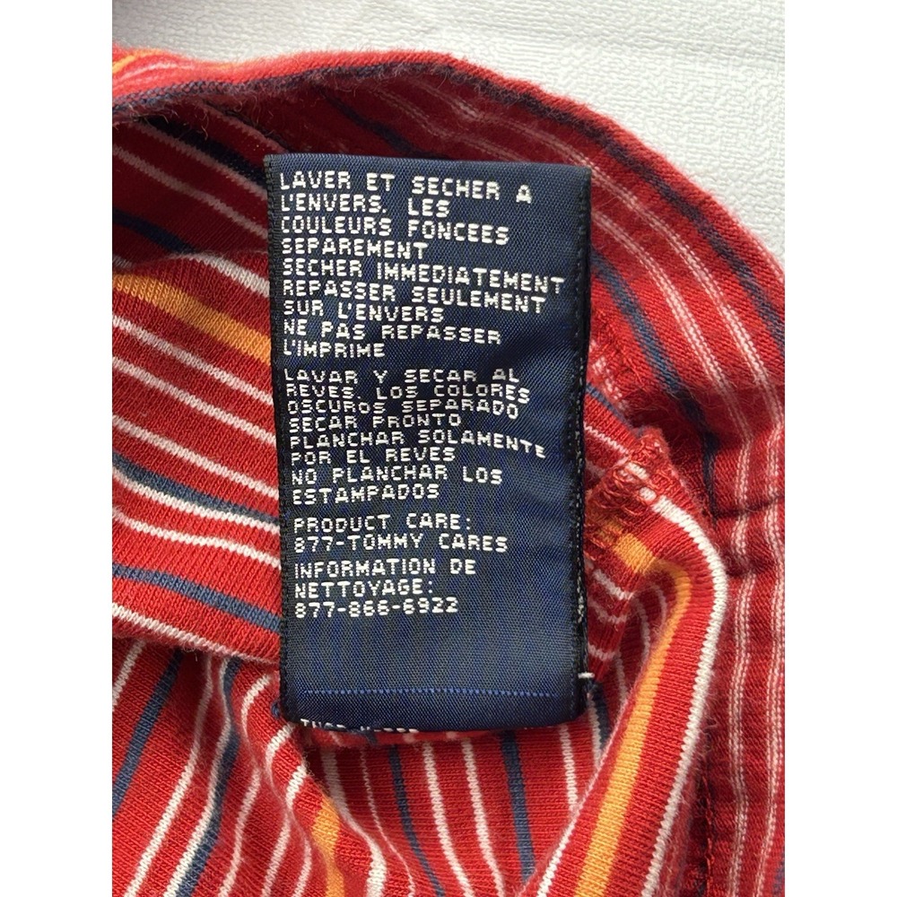 Tommy Hilfiger Y2K Striped Sleeveless Tank Top Sz Med Red Cotton Logo Retro 90s - Picture 5 of 10